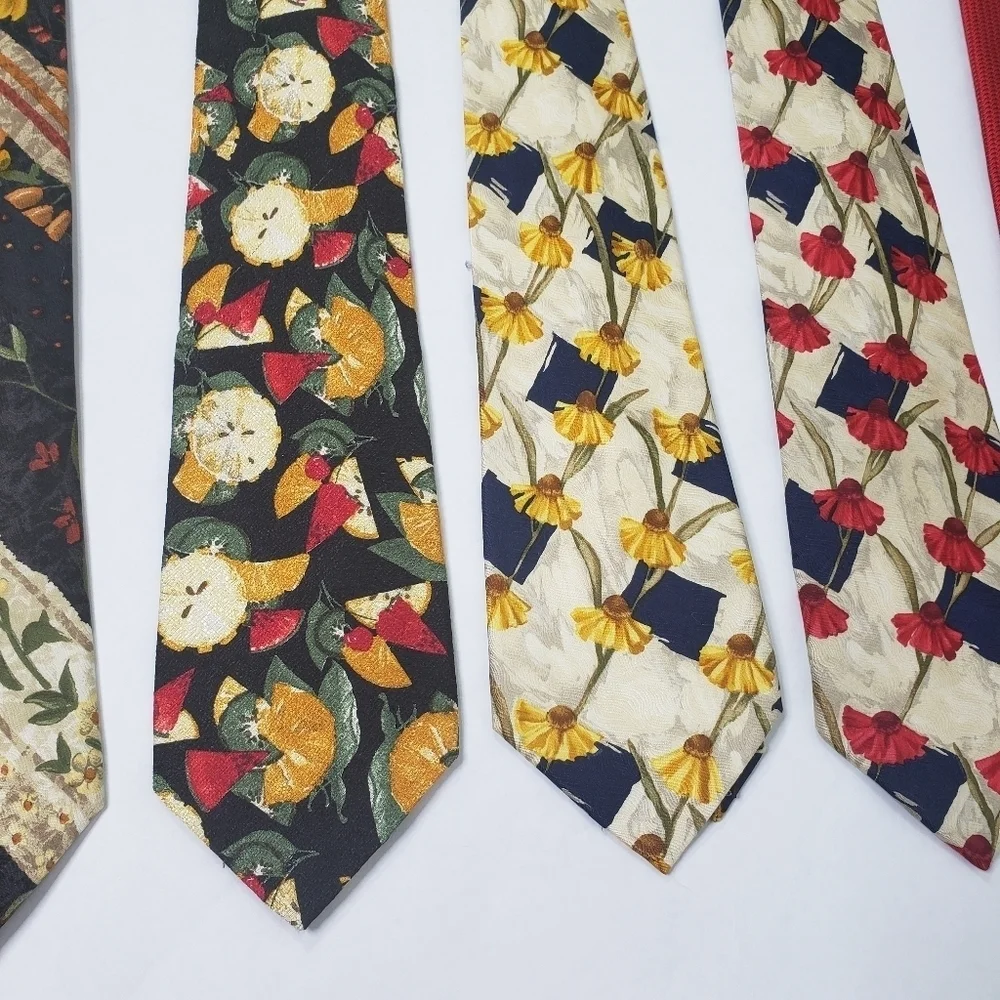 Bullock & Jones silk ties bundle of 6 fruit and floral